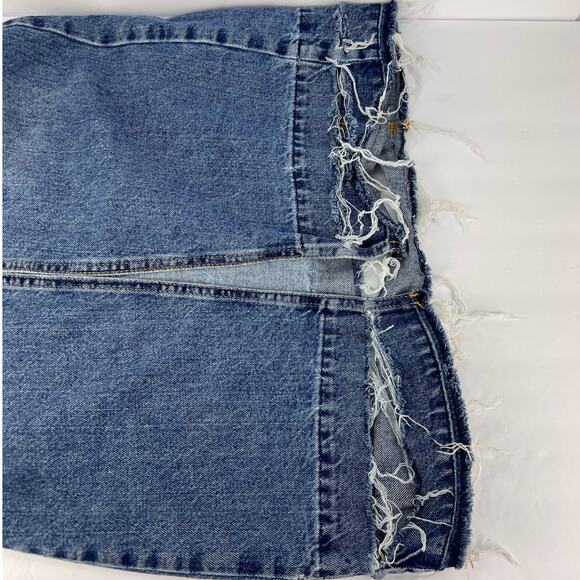 BDG XS Mandi A-Line High Front Slit Distressed Raw Hem Blue Denim Maxi Skirt - Picture 4 of 12